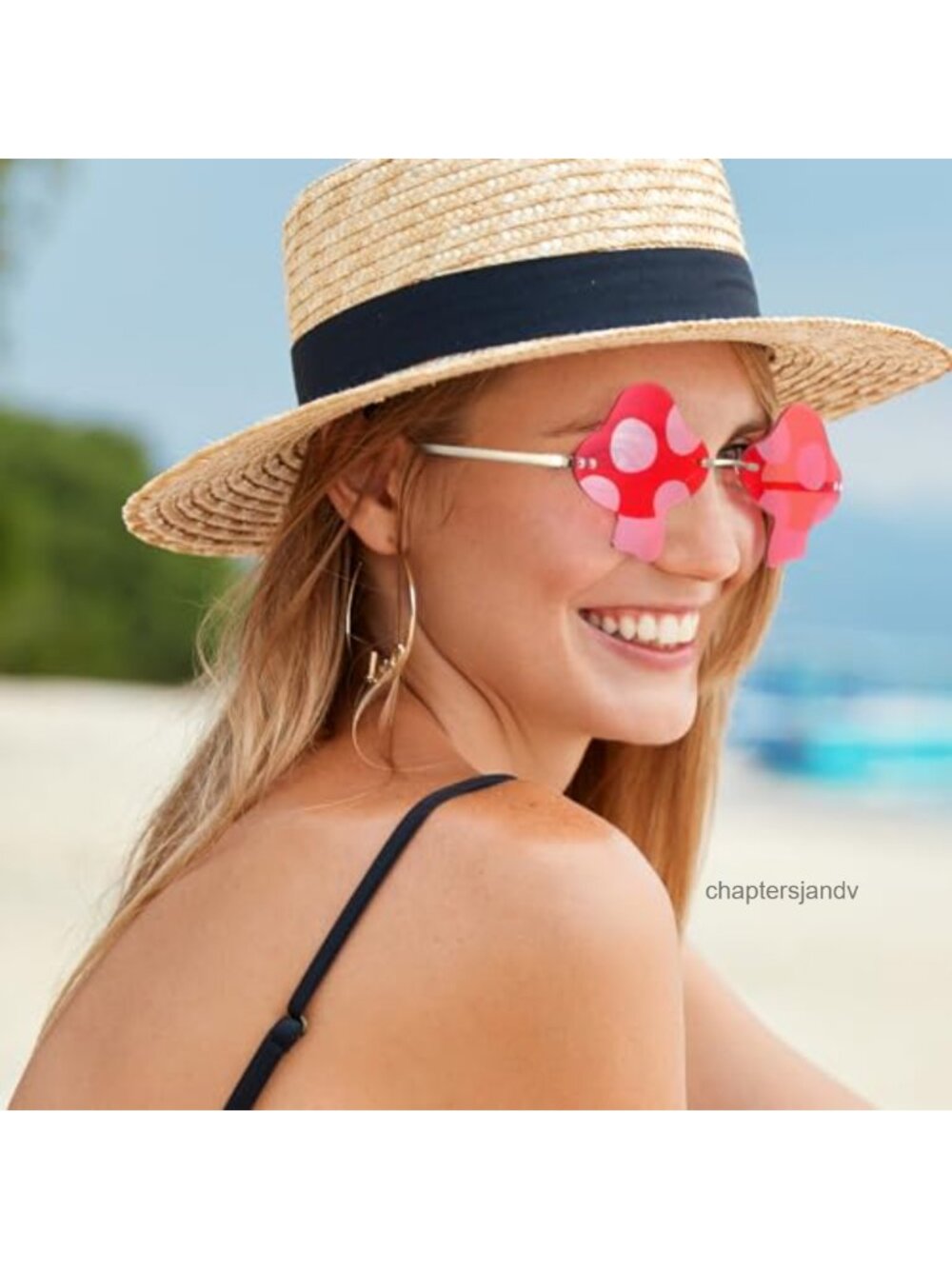 Mushroom Shaped Rimless Sunglasses Vintage Retro Metal Plastic Unisex - Picture 6 of 6